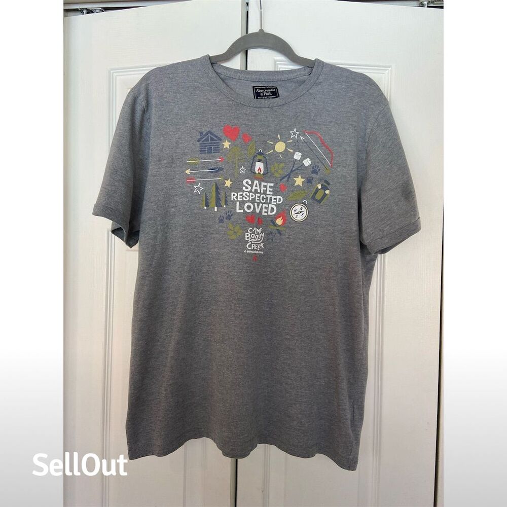 Abercrombie & Fitch Camp Boggy Creek Graphic Tee Gray Unisex XL
